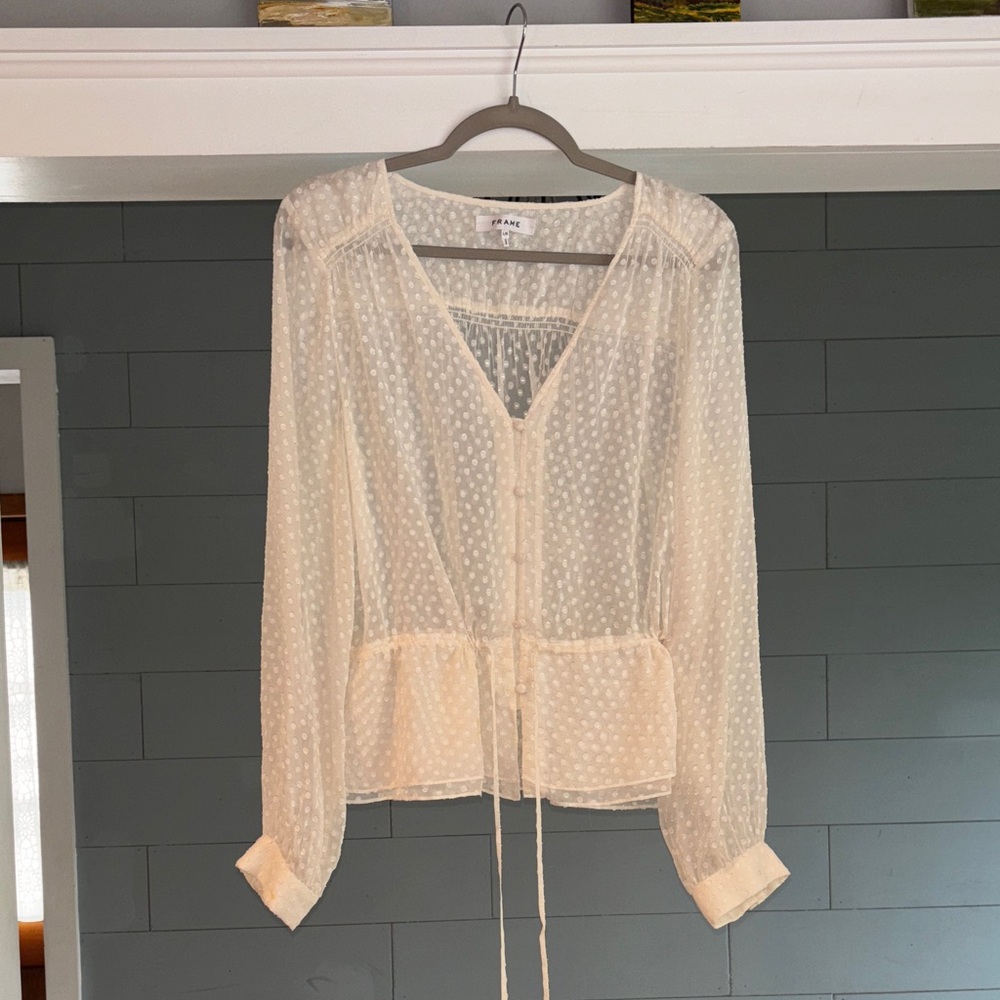 Frame Polka Dot Peplum Silk‎ Blouse
